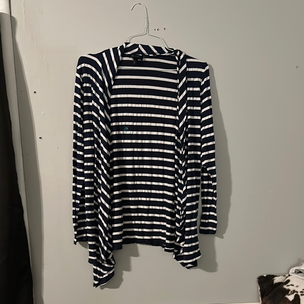 Navy and White Striped Cardigan